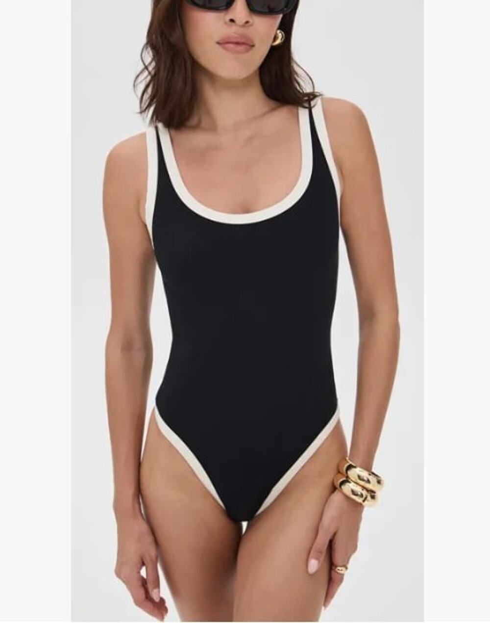 Reformation Joy One Piece Swimsuit Y2K babydoll Black/Fior X-Large A009601‎